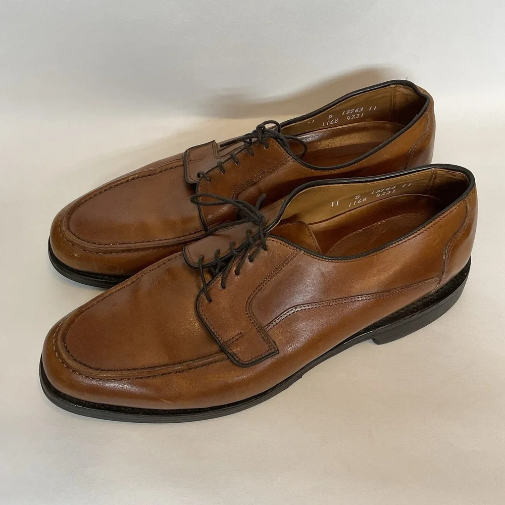 Allen Edmonds USA 1168 Brown Leather Lace Up‎ Derby Oxford Shoe Men's 11 D EUC